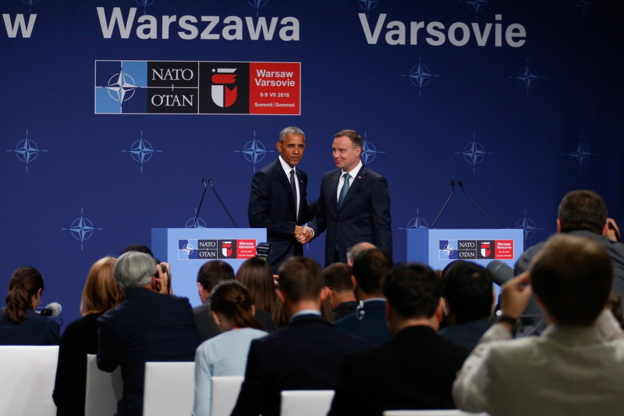 Barack Obama i Adrzej Duda w czasie szczytu NATO w Warszawie.