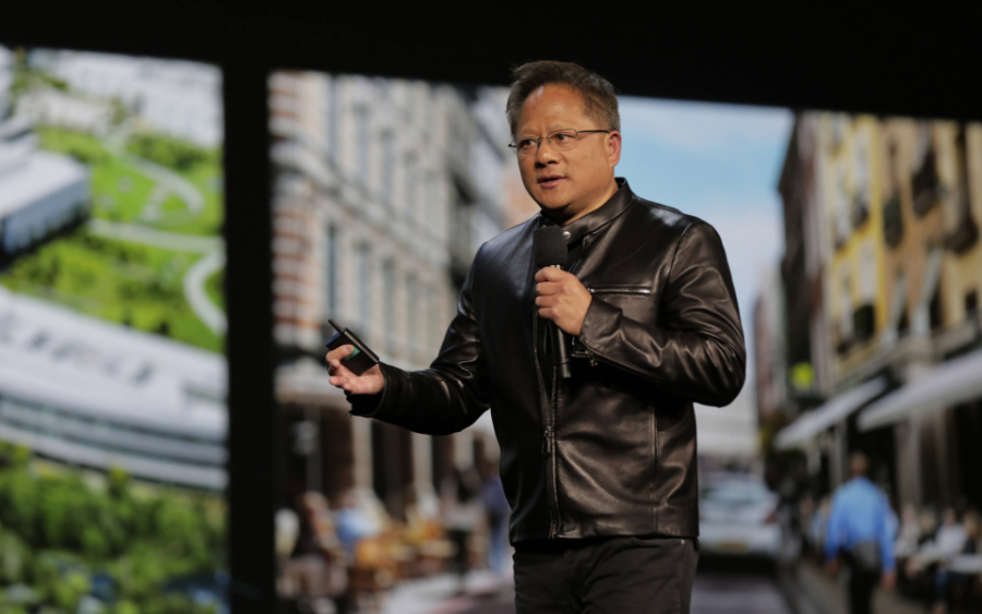 Jen-Hsun Huang, dyrektor generalny Nvidia, przemawia na targach CES w 2017 roku.